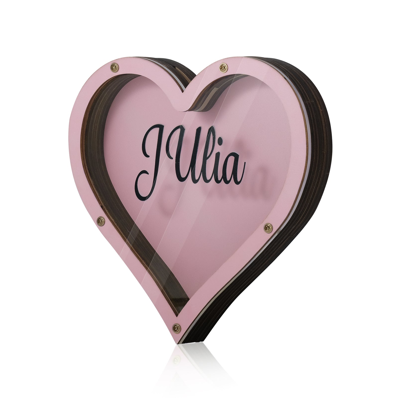 Personalized Handmade Wood Pink Heart Piggy Bank - Name Piggy Bank