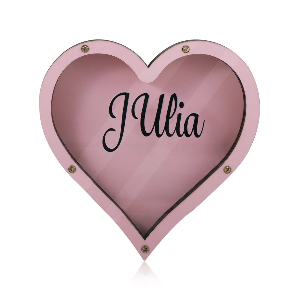 Personalized Handmade Wood Pink Heart Piggy Bank - Name Piggy Bank