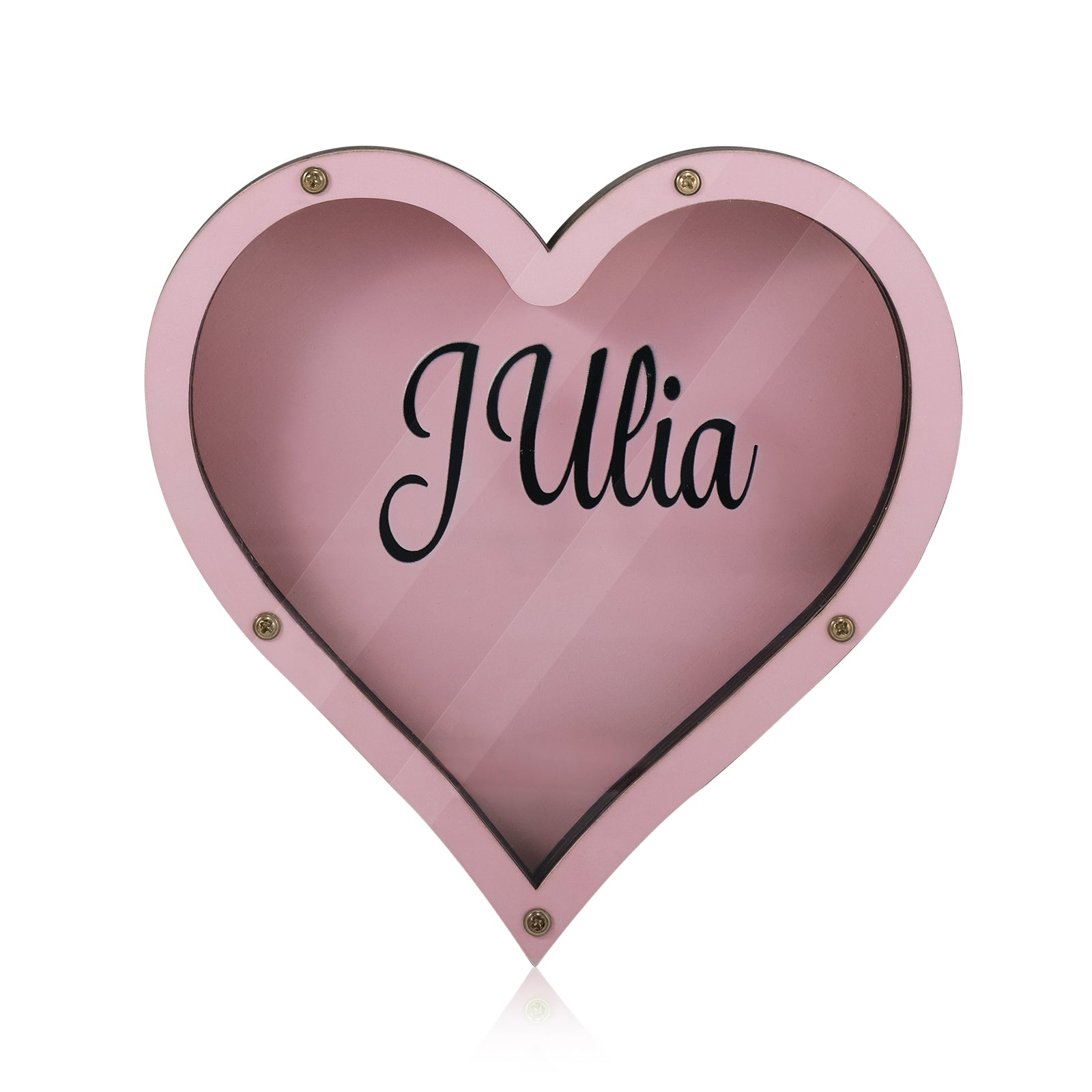 Personalized Handmade Wood Pink Heart Piggy Bank - Name Piggy Bank