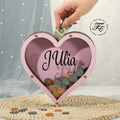Personalized Handmade Wood Pink Heart Piggy Bank - Name Piggy Bank