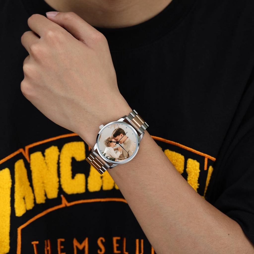 Personalized Men's Photo Watch With Engraving Silver Rose Gold Father's Day
