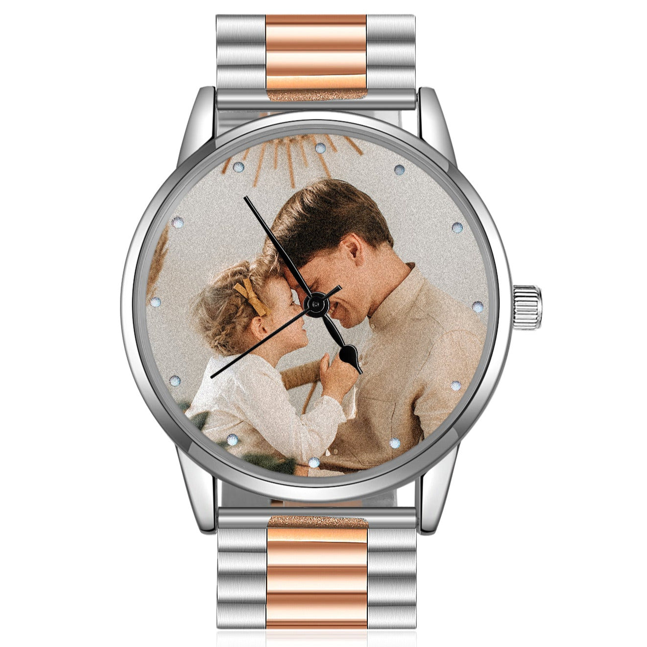 Personalized Men's Photo Watch With Engraving Silver Rose Gold Father's Day