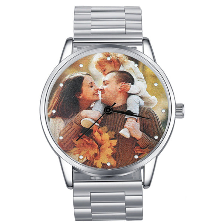 Personalized Silver Photo Watch With Custom Engraved Message