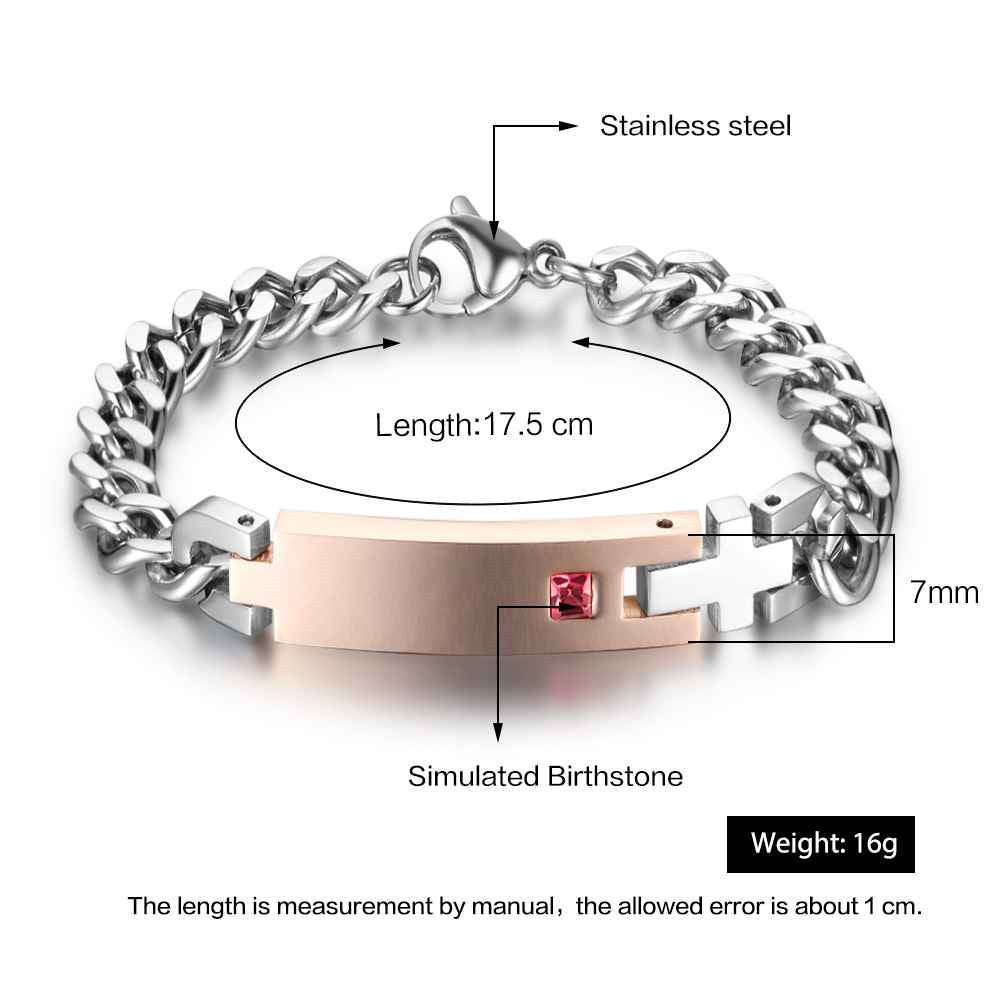 Men's or Women's Custom Engraved Name Bracelet 1 Birthstone Engraved Bracelet