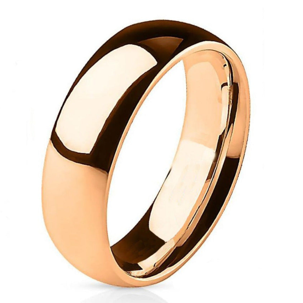 Personalized Women's Promise Ring Wedding Band - Rose Gold Stainless