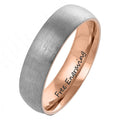 Personalized Women's Promise Ring - Rose Gold Brushed Steel Real Tungsten