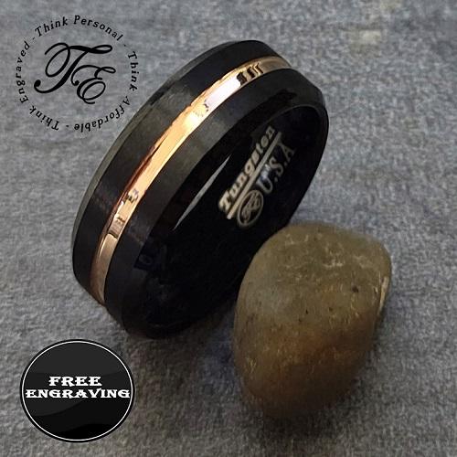 Personalized Men's Promise Ring Band With Thin Gold Line Groove