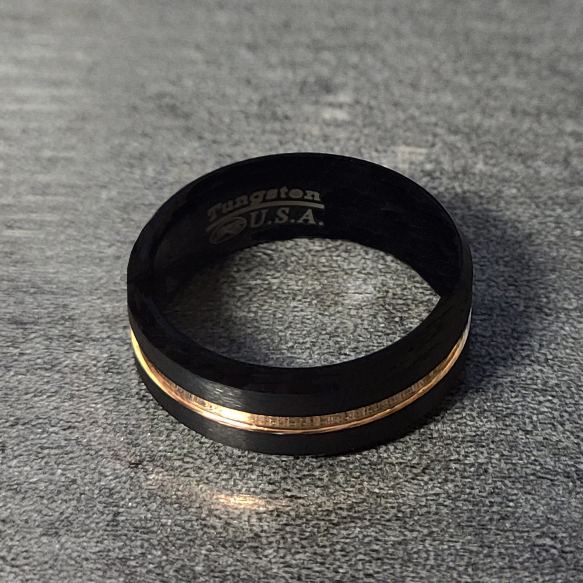 Personalized Men's Promise Ring Band With Thin Gold Line Groove