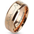 Personalized Men's Rose Gold Heart Beat Wedding Ring - Handwriting Ring