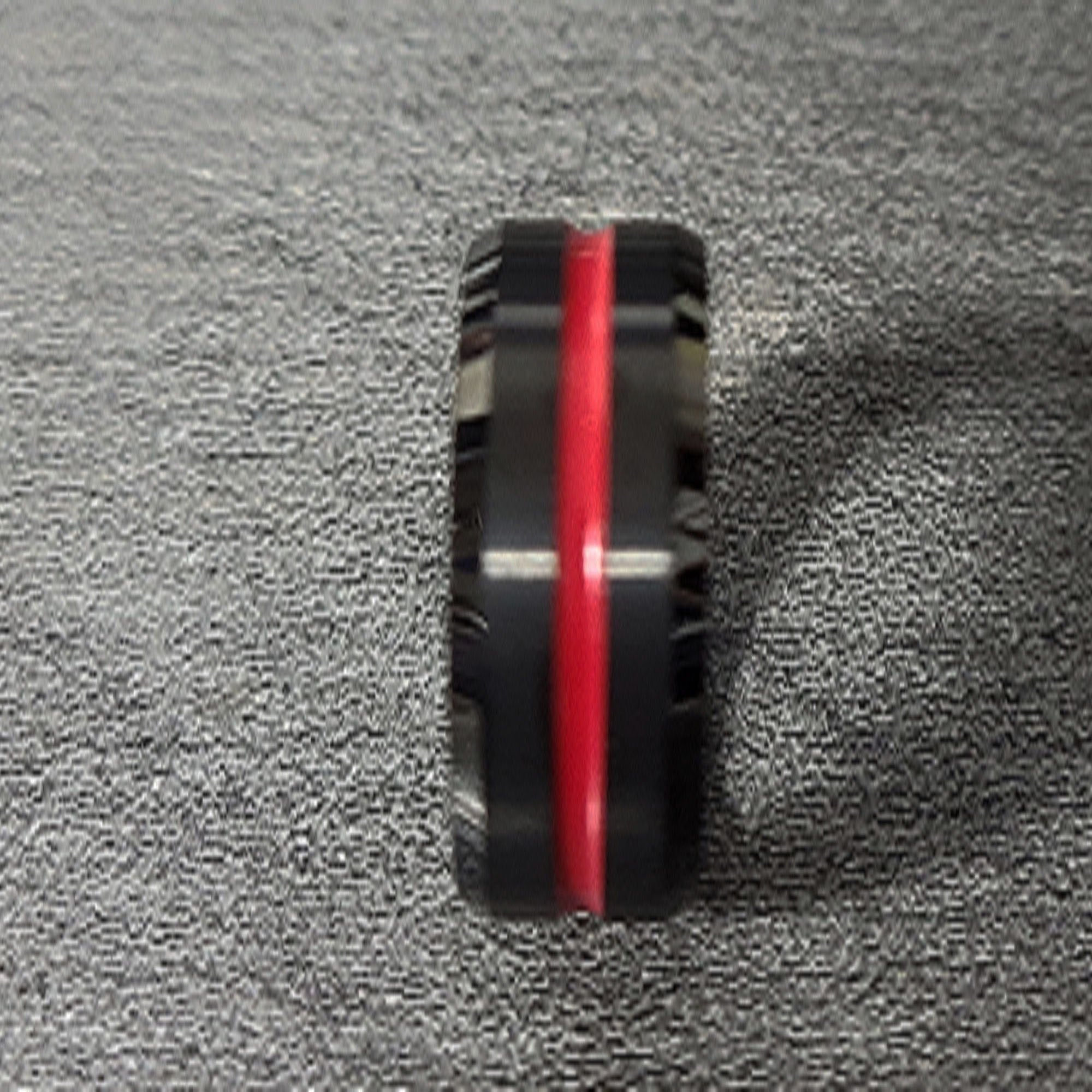 Personalized Men's Wedding Band With Thin Red Line Groove