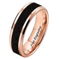 Personalized Men's Promise Ring With Rose Gold ip and Ceramic Inlay