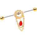Red Gem Chains on Chains Industrial Barbell 38mm