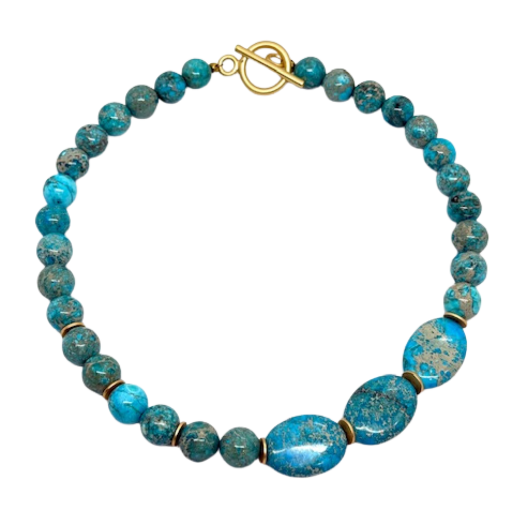 Turquoise Aqua Terra Necklace with Three Large Accent Stones