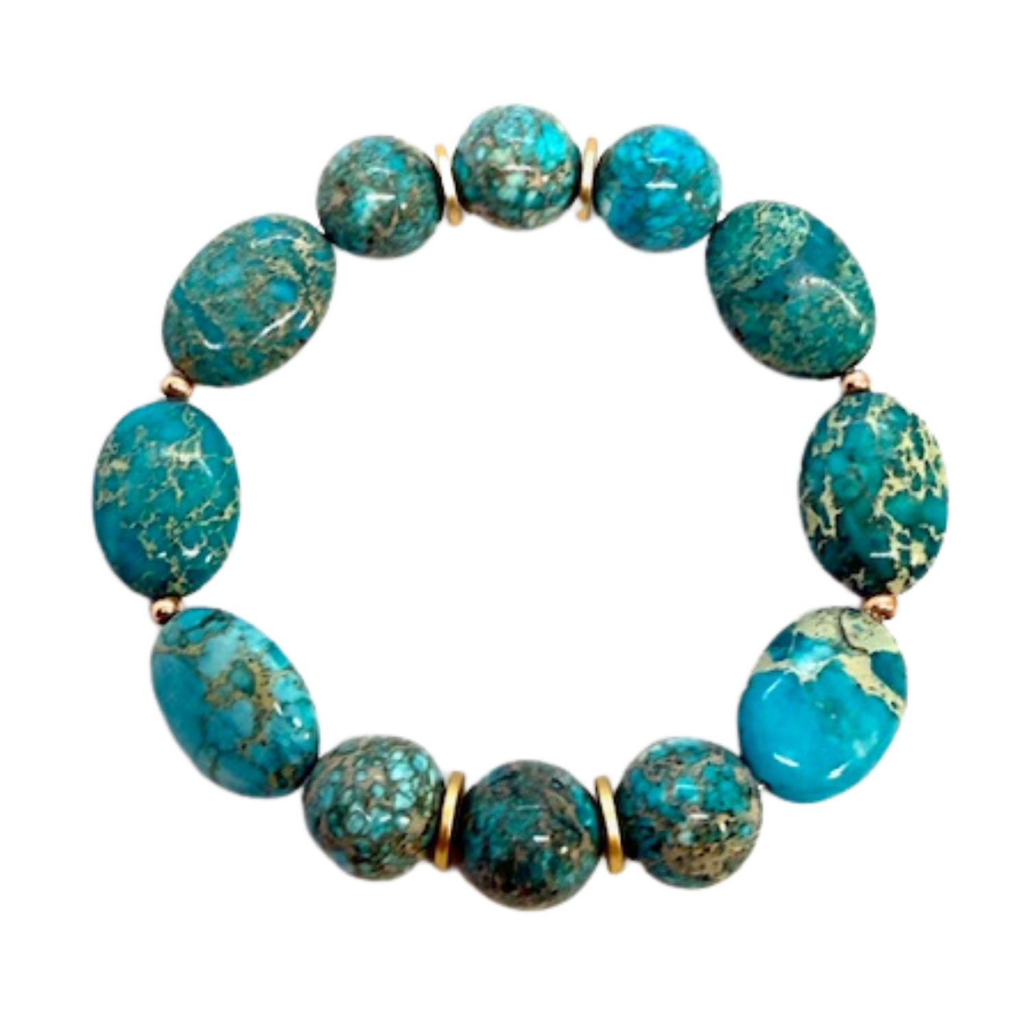 Turquoise Aqua Terra Oval and Bead Bracelet