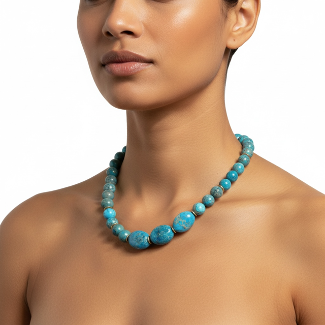 Turquoise Aqua Terra Necklace with Three Large Accent Stones