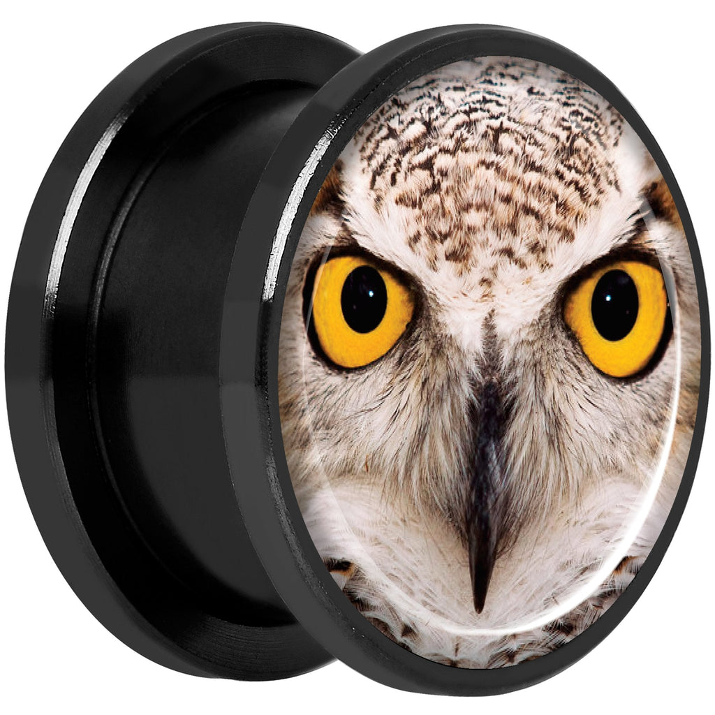 Full Color Owl Black Anodized Screw Fit Plug Set 5/8