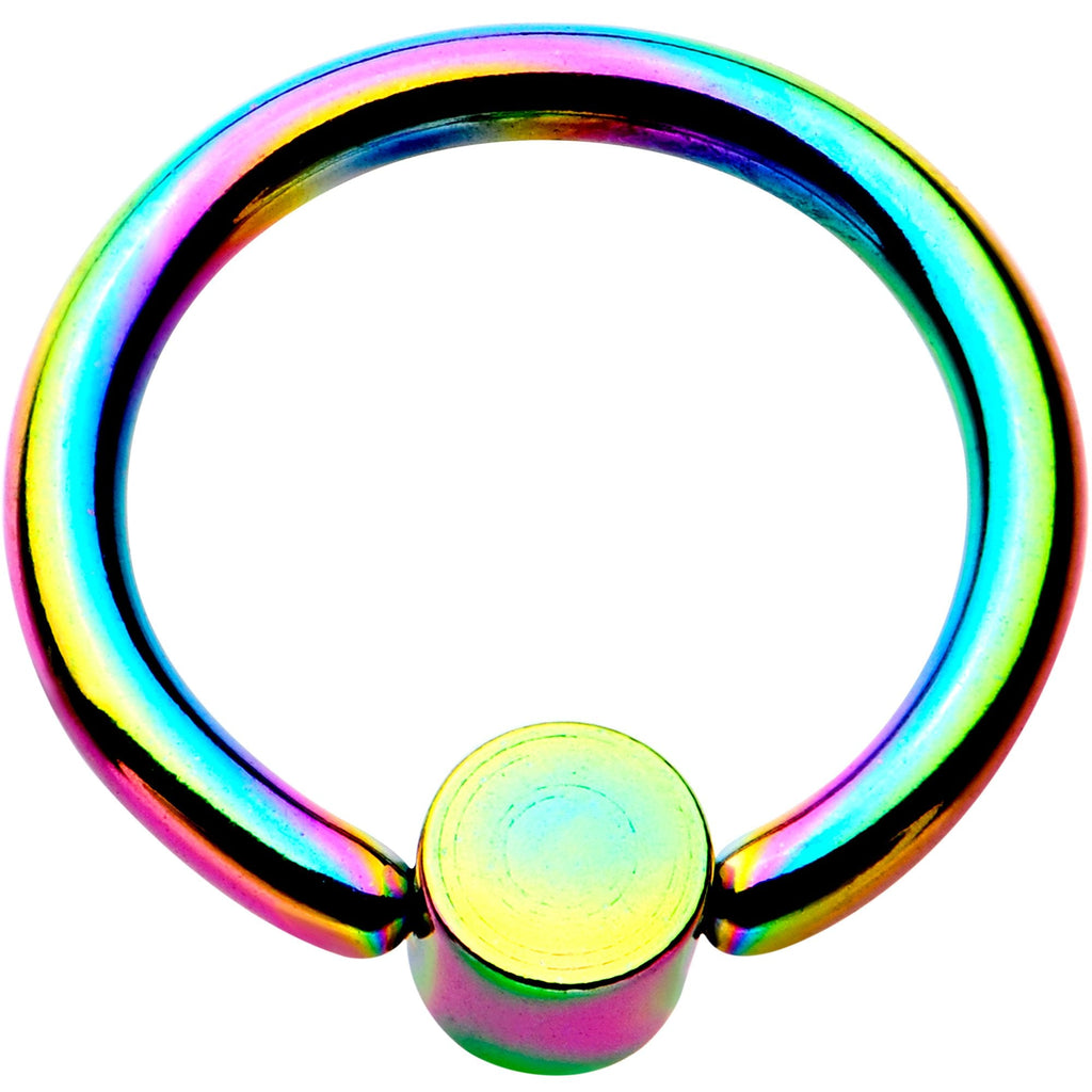 16G 5/16 Clear Gem 3mm Disc Rainbow IP BCR Captive Ring
