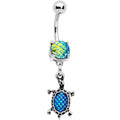 Green Scale Swimming Turtle Dangle Belly Ring