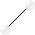 Matte Iridescent White 6mm Acrylic Ball Barbell Tongue Ring