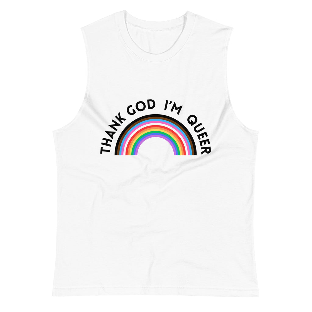 Thank God I’m Queer unisex muscle shirt