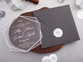 Gray Acrylic Wedding Invitations with Silver Foil Printing