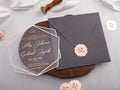 Rose Gold Printed Acrylic Wedding Invitations | Gray Envelope
