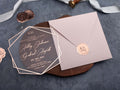 Blush Pink Acrylic Wedding Invitations with Rose Gold Foil Printing