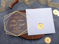 White Acrylic Wedding Invitations with Gold Foil Printing