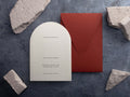 Arch Embossed Wedding Invitations - Letterpress with Terracotta Envelope