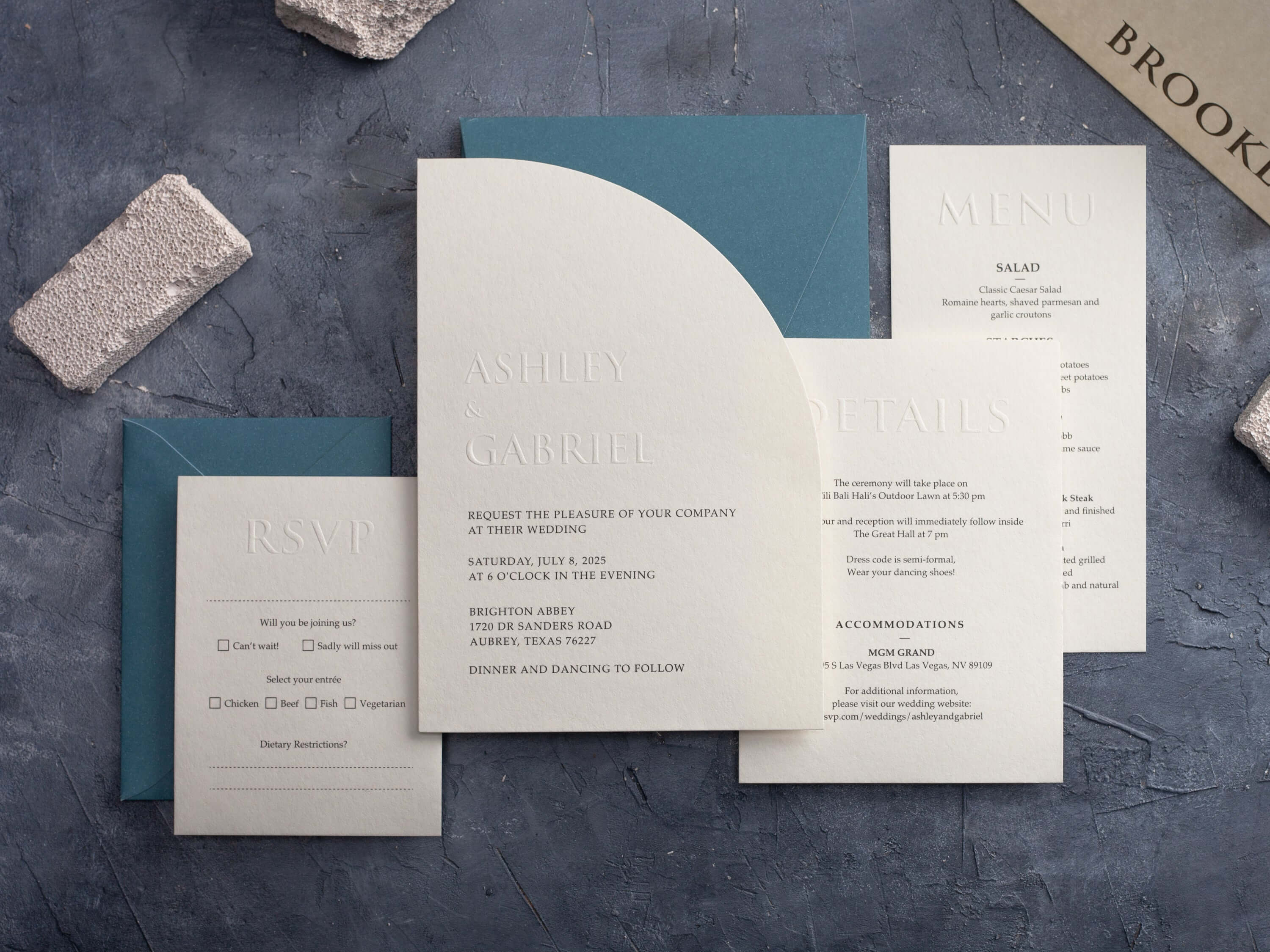 Half-Arch Letterpress Wedding Invitation with QR Code RSVP