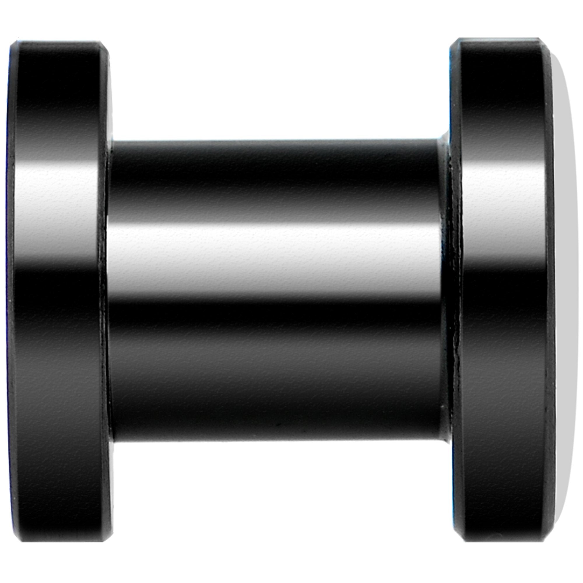 Blue Orange Tribal Print Black Anodized Screw Fit Plug Set 2G