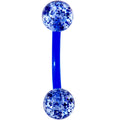 16G 5/16 Blue Glitter Burst Curved Eyebrow Ring