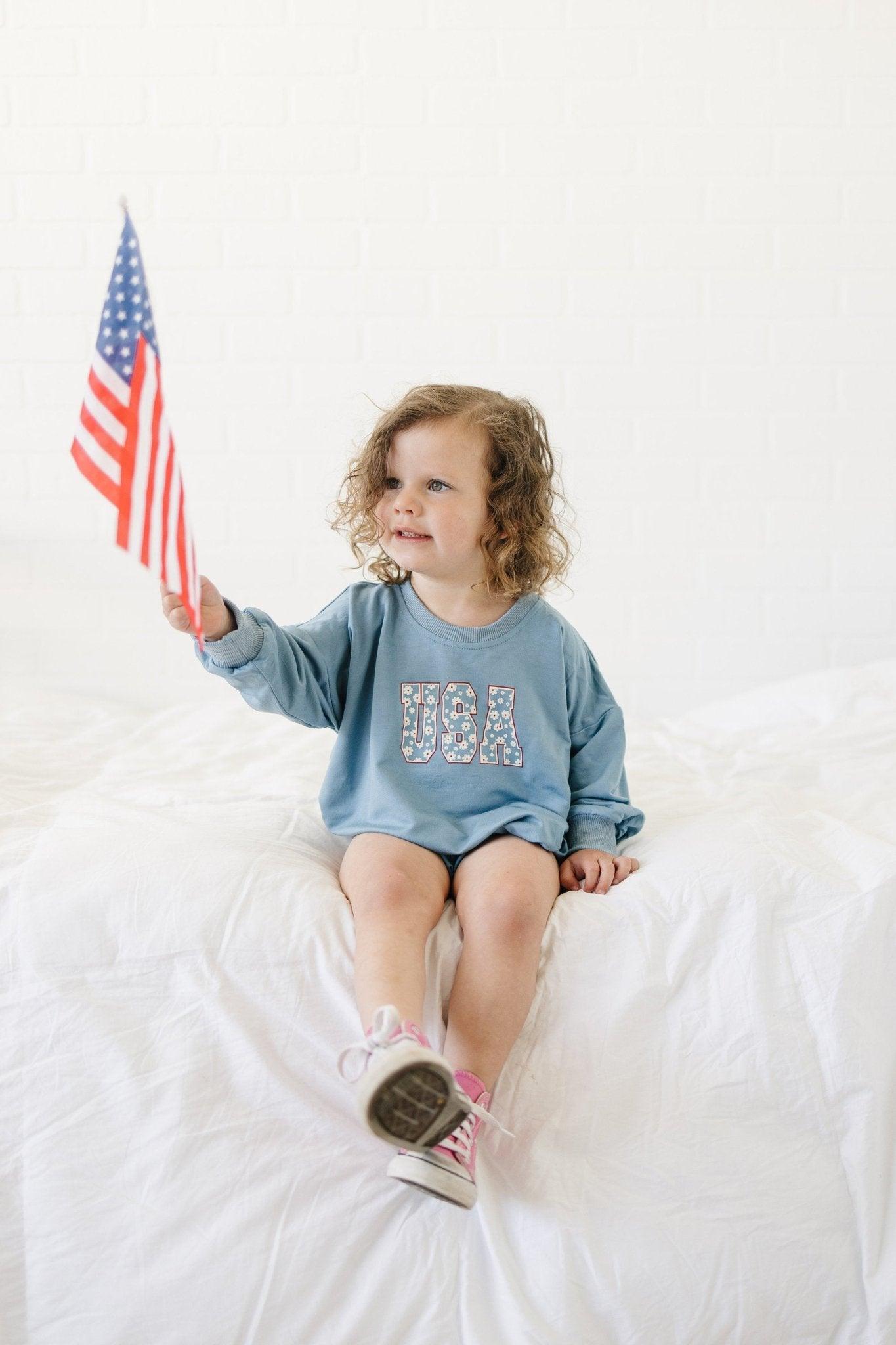 USA Daisy Bamboo Sweatshirt Romper