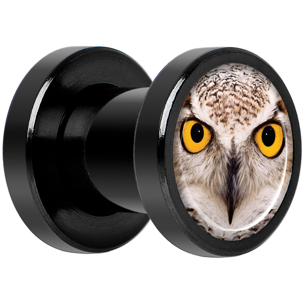 Full Color Owl Black Anodized Screw Fit Plug Set 2G