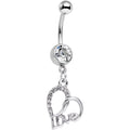 Clear Gem Love in Your Heart Dangle Belly Ring