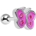 14G 1/4 Pink Cutiepie Butterfly Tragus Cartilage Earring