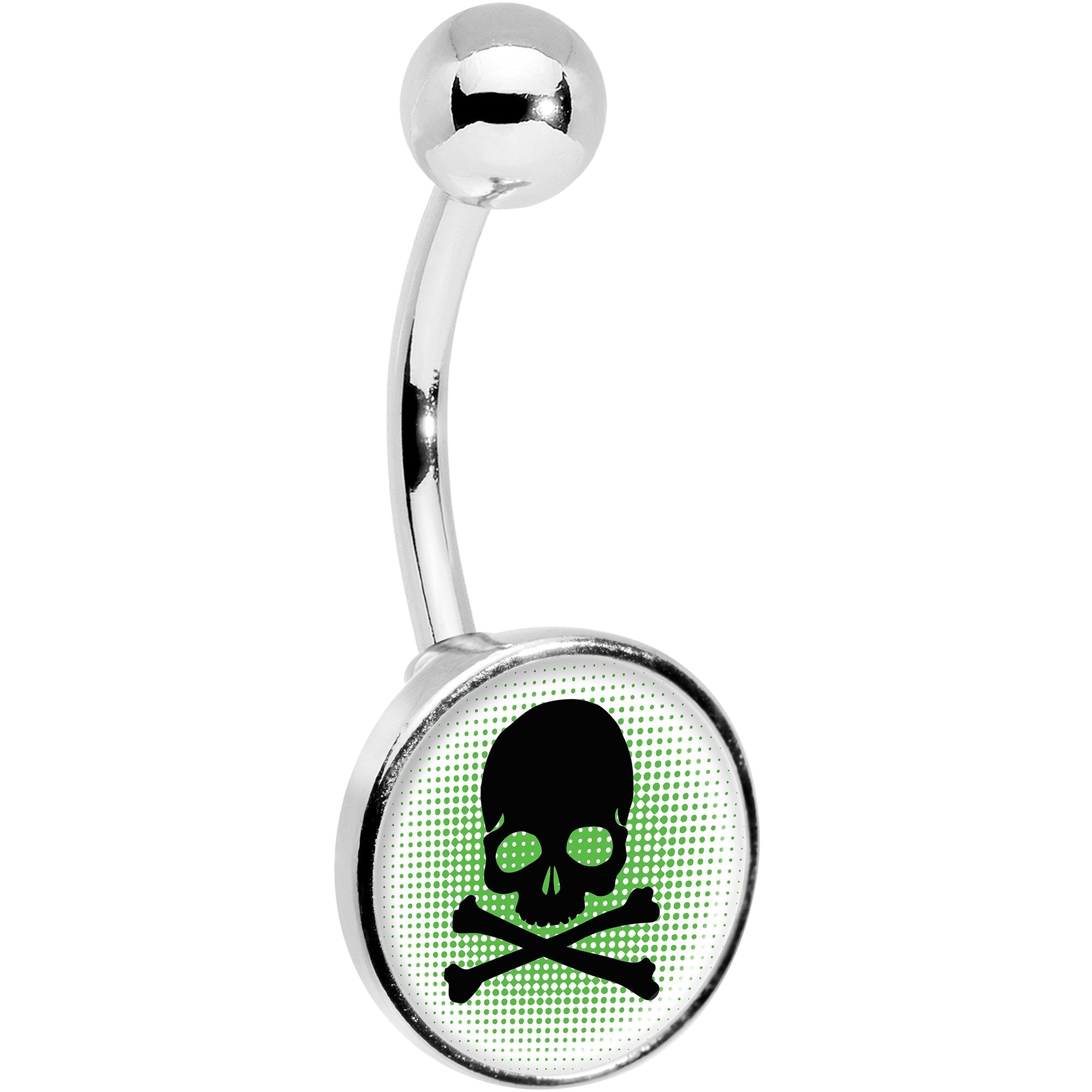 Green Black Skull Belly Ring