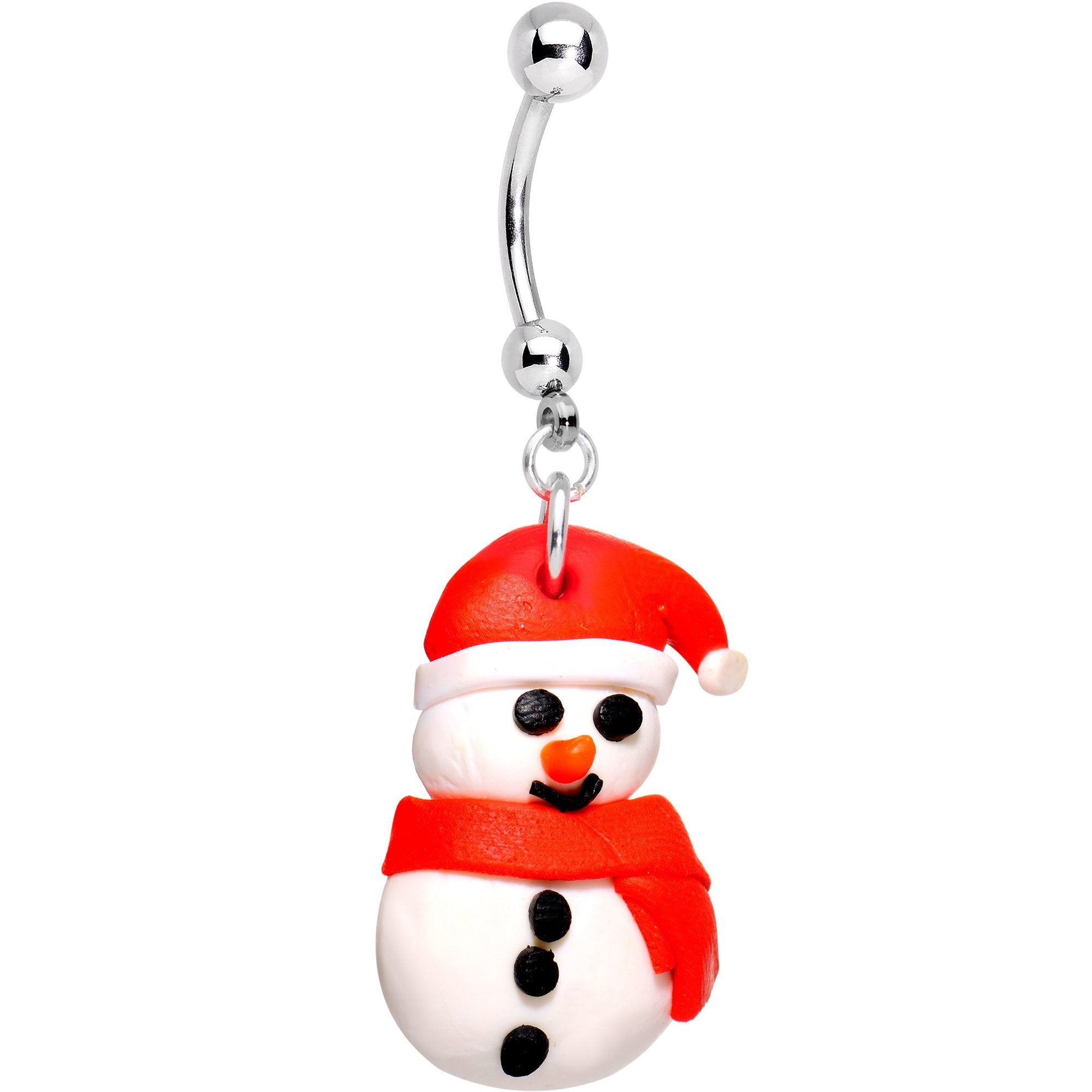 Bundled Up Christmas Snowman Dangle Belly Ring