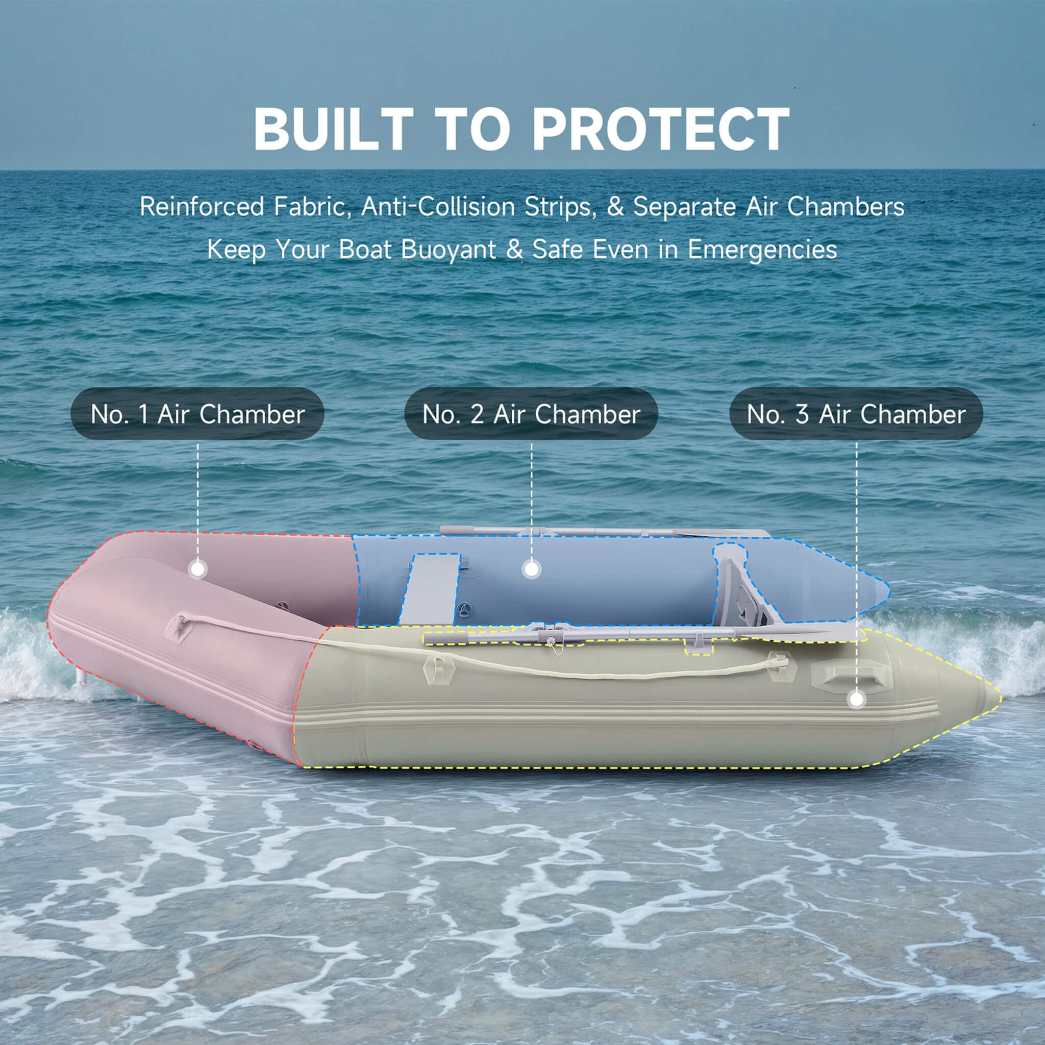 Virtue US 10FT 4-Person Heavy-Duty Inflatable Dinghy Transom Sport Tender Boat (SAK98153)