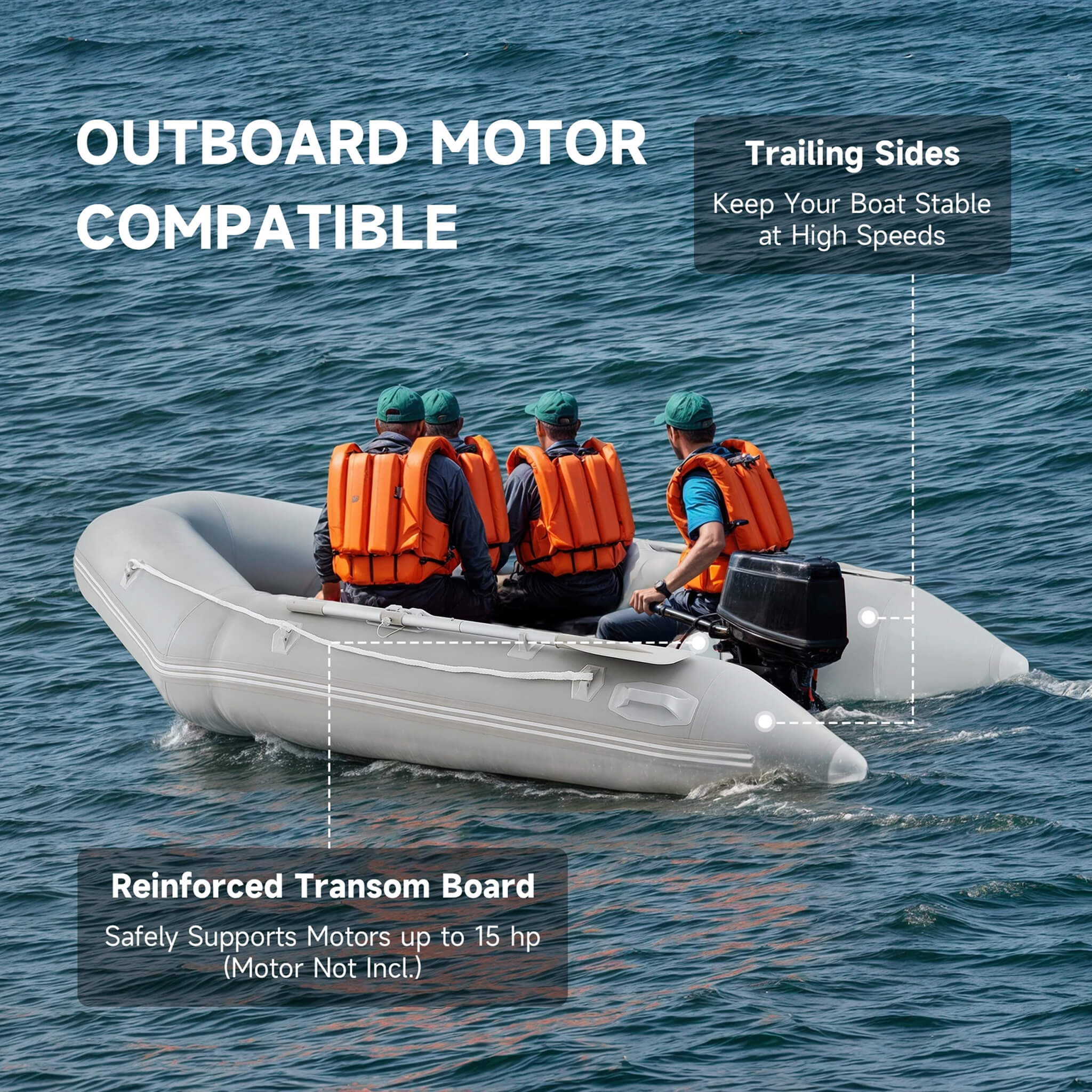 Virtue US 10FT 4-Person Heavy-Duty Inflatable Dinghy Transom Sport Tender Boat (SAK98153)