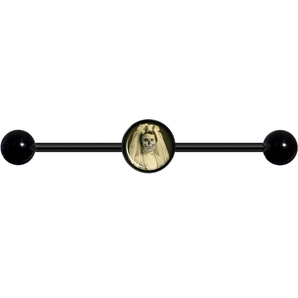 14G Skeleton Bride Halloween Black Industrial Barbell 37mm