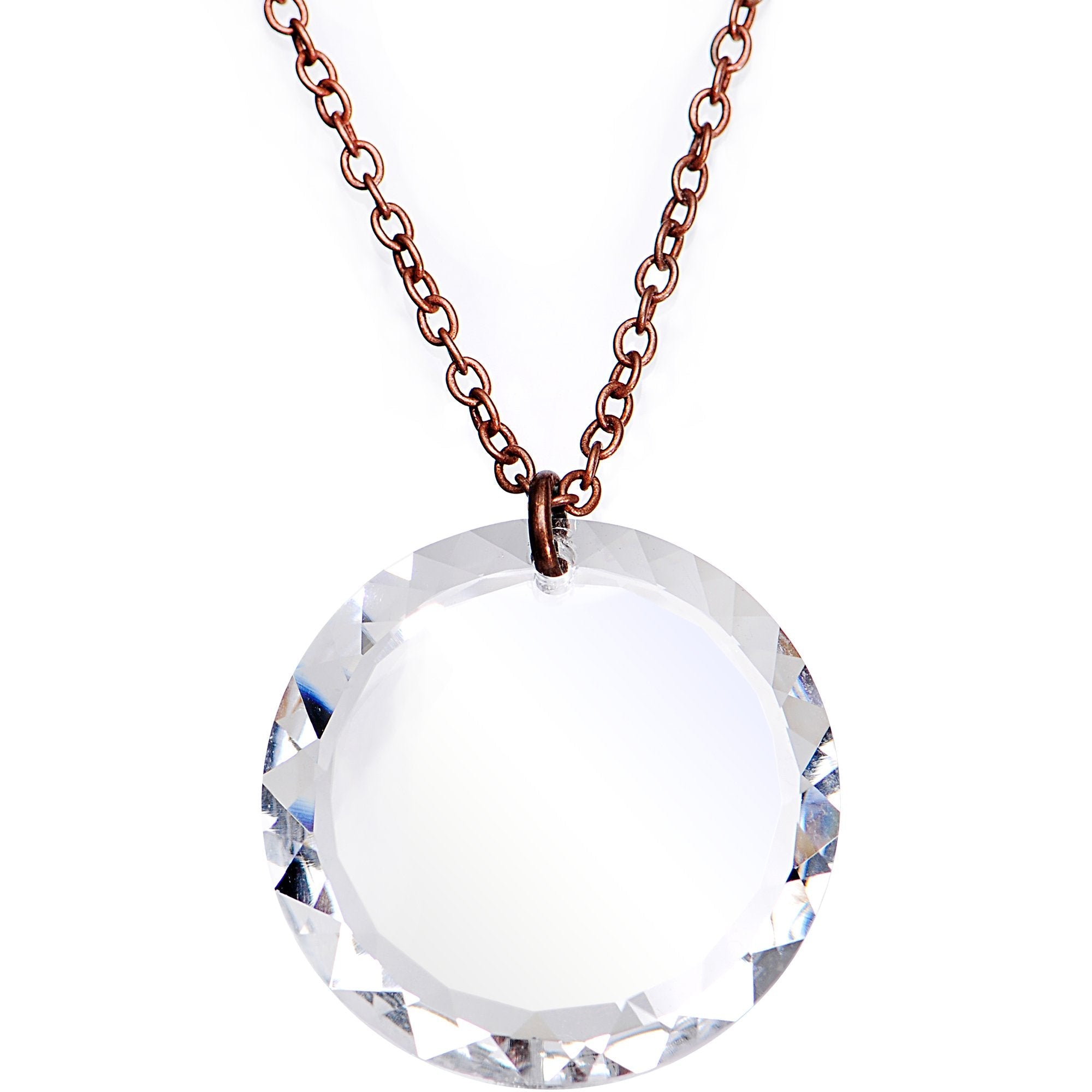 Clear Halo Copper Chain Necklace Created with Crystals