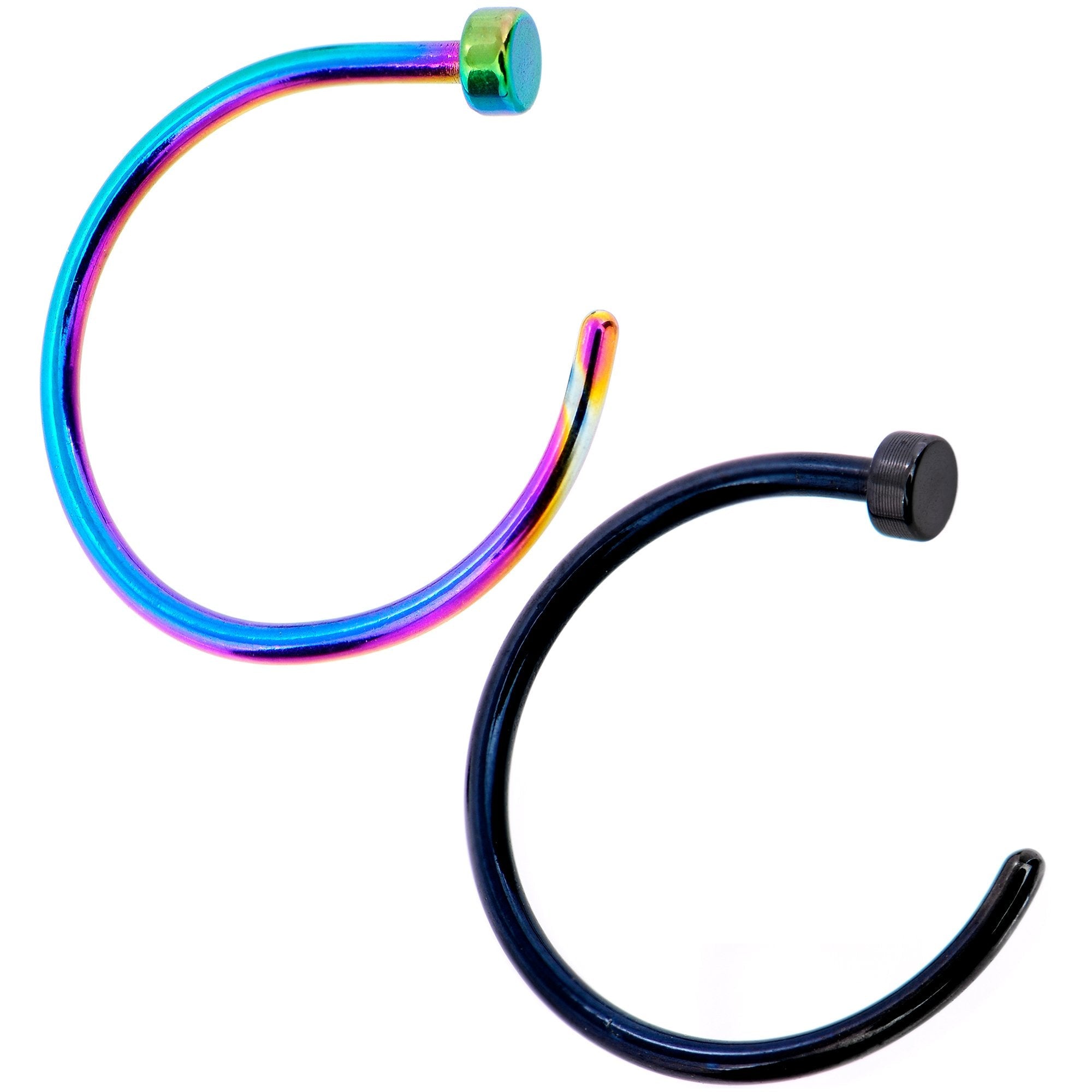 20G 3/8 Pack Set of 5 Assorted Stainless Steel Nose Hoop Rings