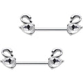 14G 9/16 Clear Gem Swimming Swan Nipple Barbells