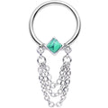 14G 1/2 Faux Turquoise Southwest Drama Dangle BCR Captive Ring