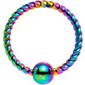 18G 5/16 Rainbow Anodized So Twisted Captive Style Seamless Ring