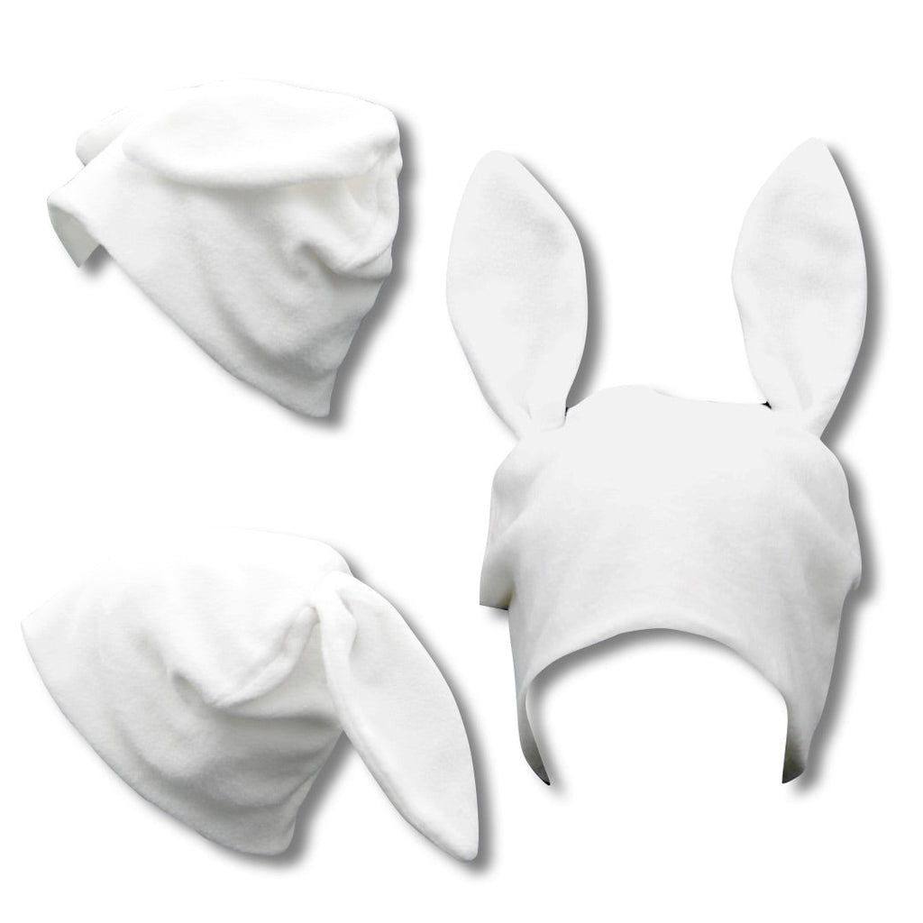 White Fleece Bunny Beanie – Kawaii Winter Hat with Bunny Ears for Alt Fashion & Cozy Style