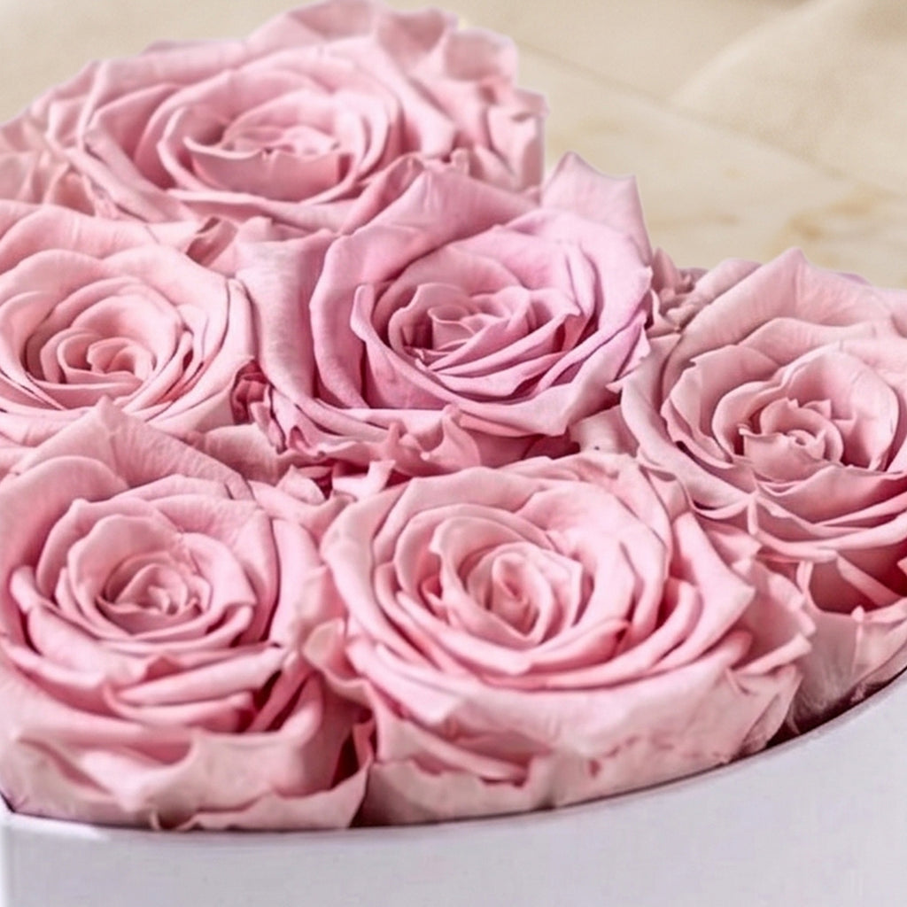 Baby Heart White Box | Light Pink Roses