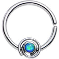 16G 3/8 Blue Synthetic Opal Swirl Set Circular Ring