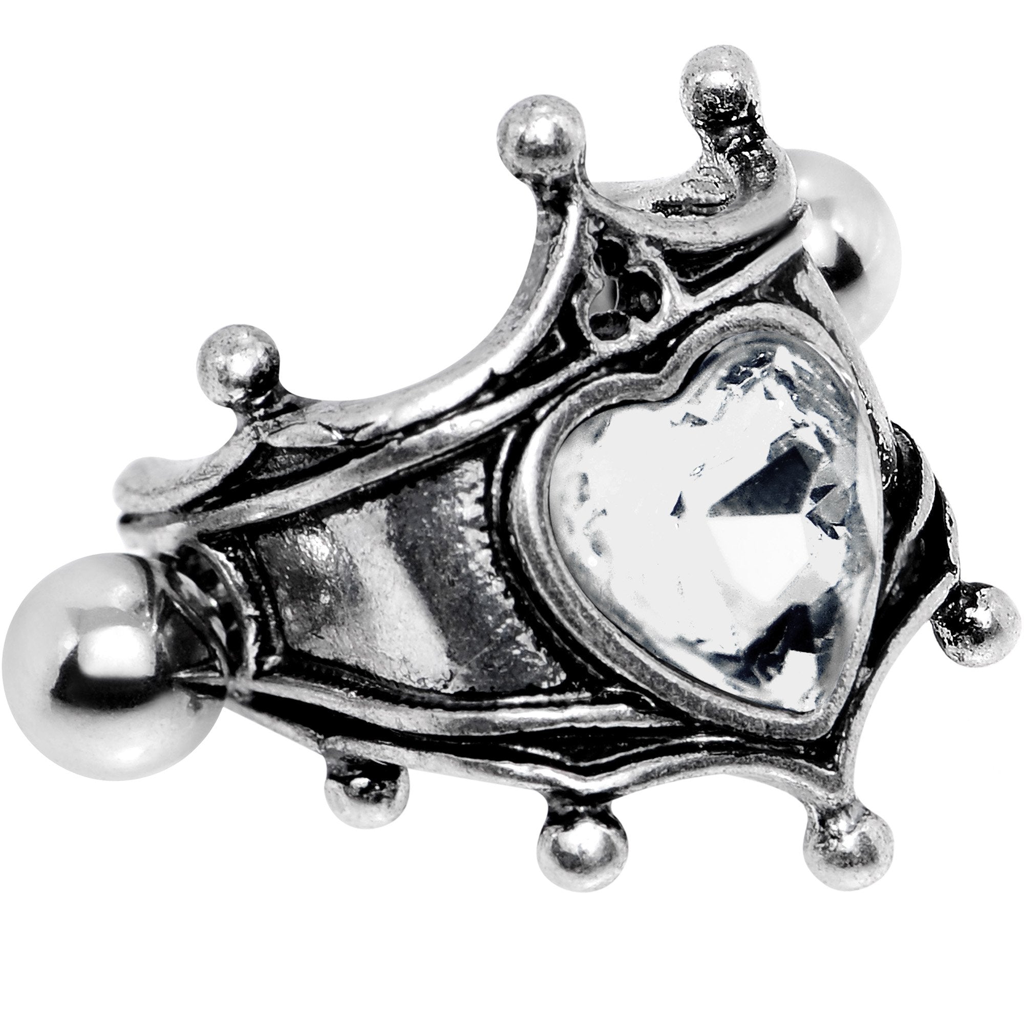 16G 1/2 Clear Gem Queen of Hearts Cuff Cartilage Earring